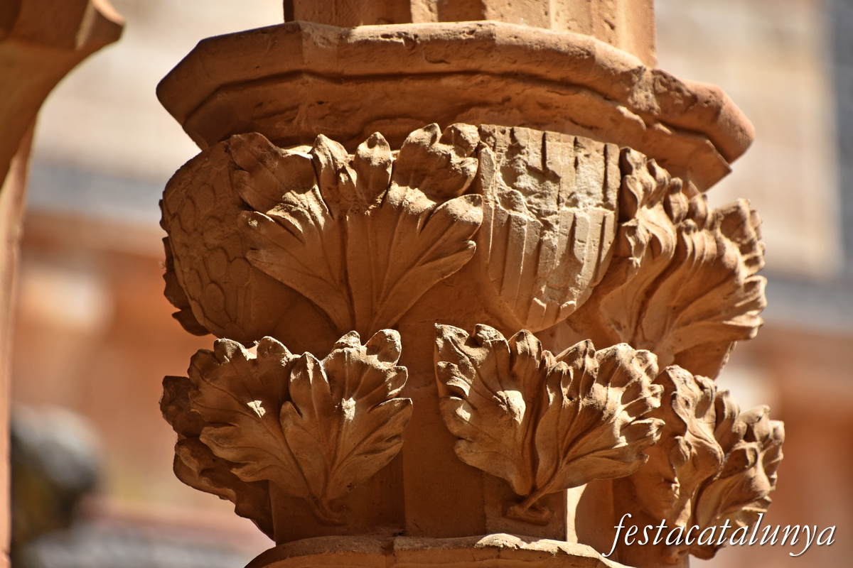 Aiguamúrcia - Capitells i finestrals del claustre del monestir de Santes Creus - Decoració vegetal i heràldica