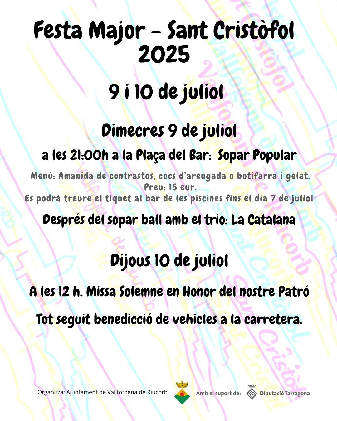 Vallfogona de Riucorb - Festa Major de Sant Cristòfol (Programa 2025)