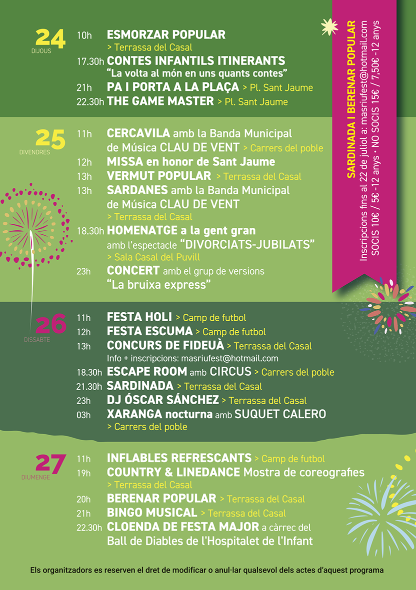 Vandellòs i l'Hospitalet de l'Infant - Festa Major de Sant Jaume de Masriudoms 