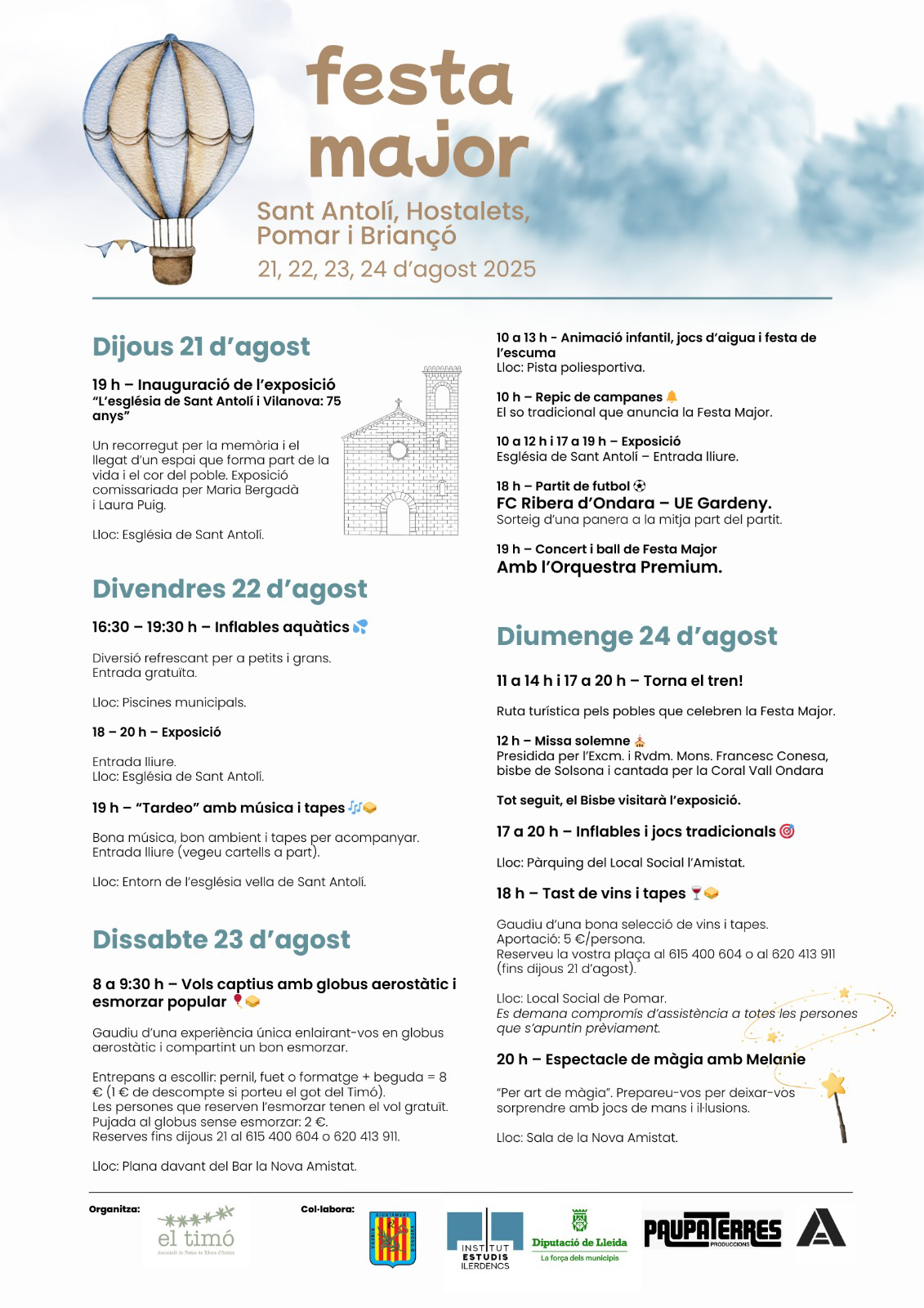 Ribera d'Ondara - Festa Major de Sant Antolí, Hostalets, Pomar i Briançó 