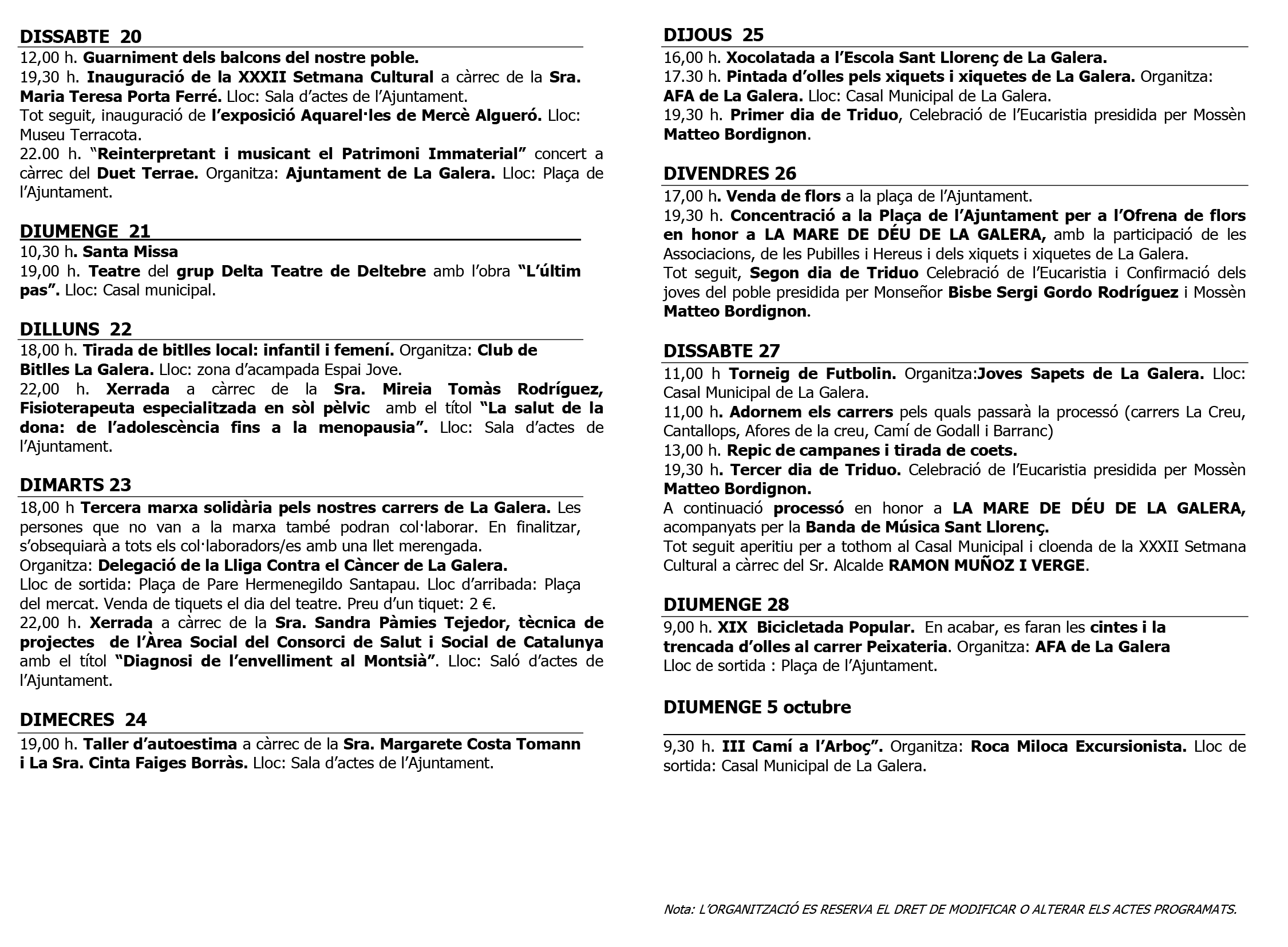 La Galera - Setmana Cultural 