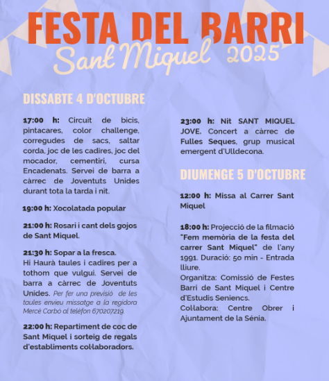 Festa del Barri Sant Miquel de La Sénia