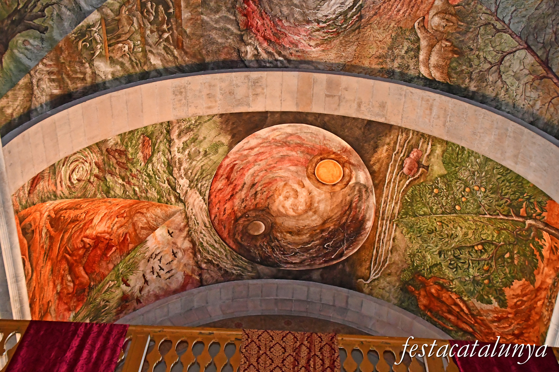 Tàrrega - Església parroquial de Santa Maria de l'Alba - Pintures de la nau central i del presbiteri - La Creació 