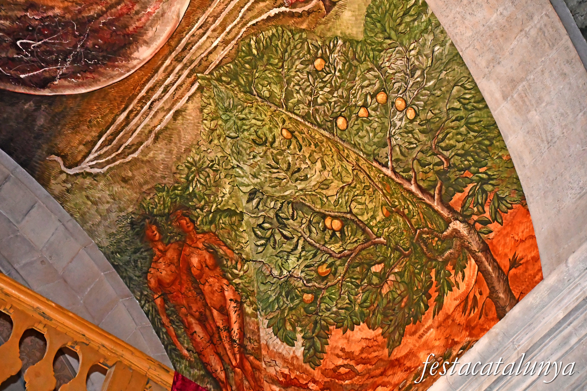 Tàrrega - Església parroquial de Santa Maria de l'Alba - Pintures de la nau central i del presbiteri - La Creació 