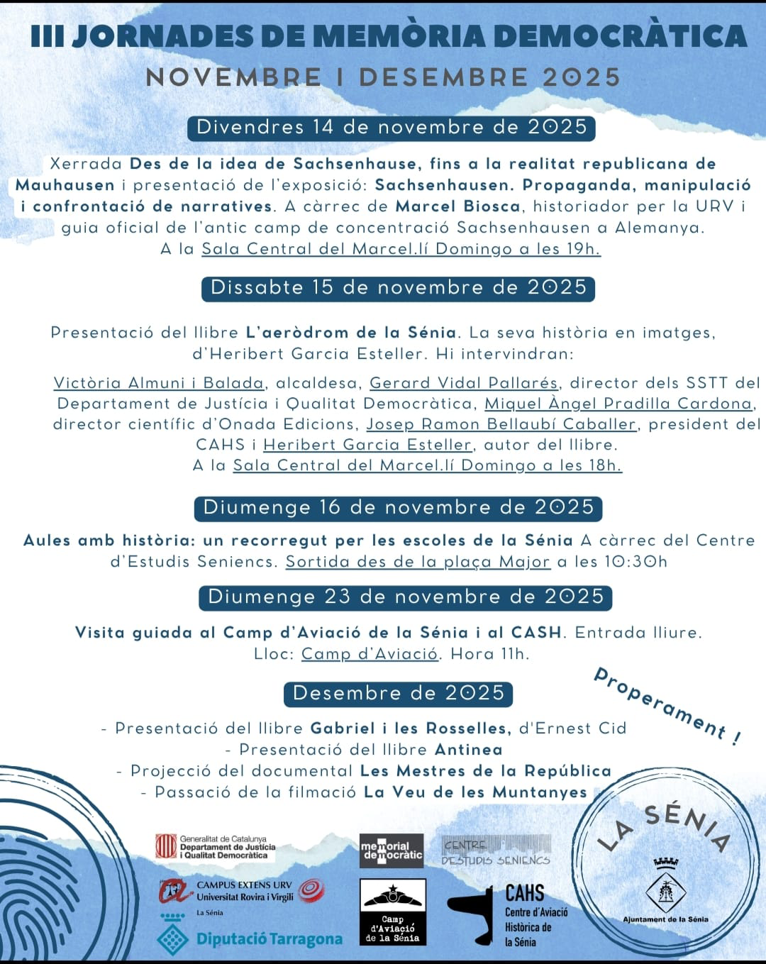 La Sénia - Jornades de Memòria Democràtica 