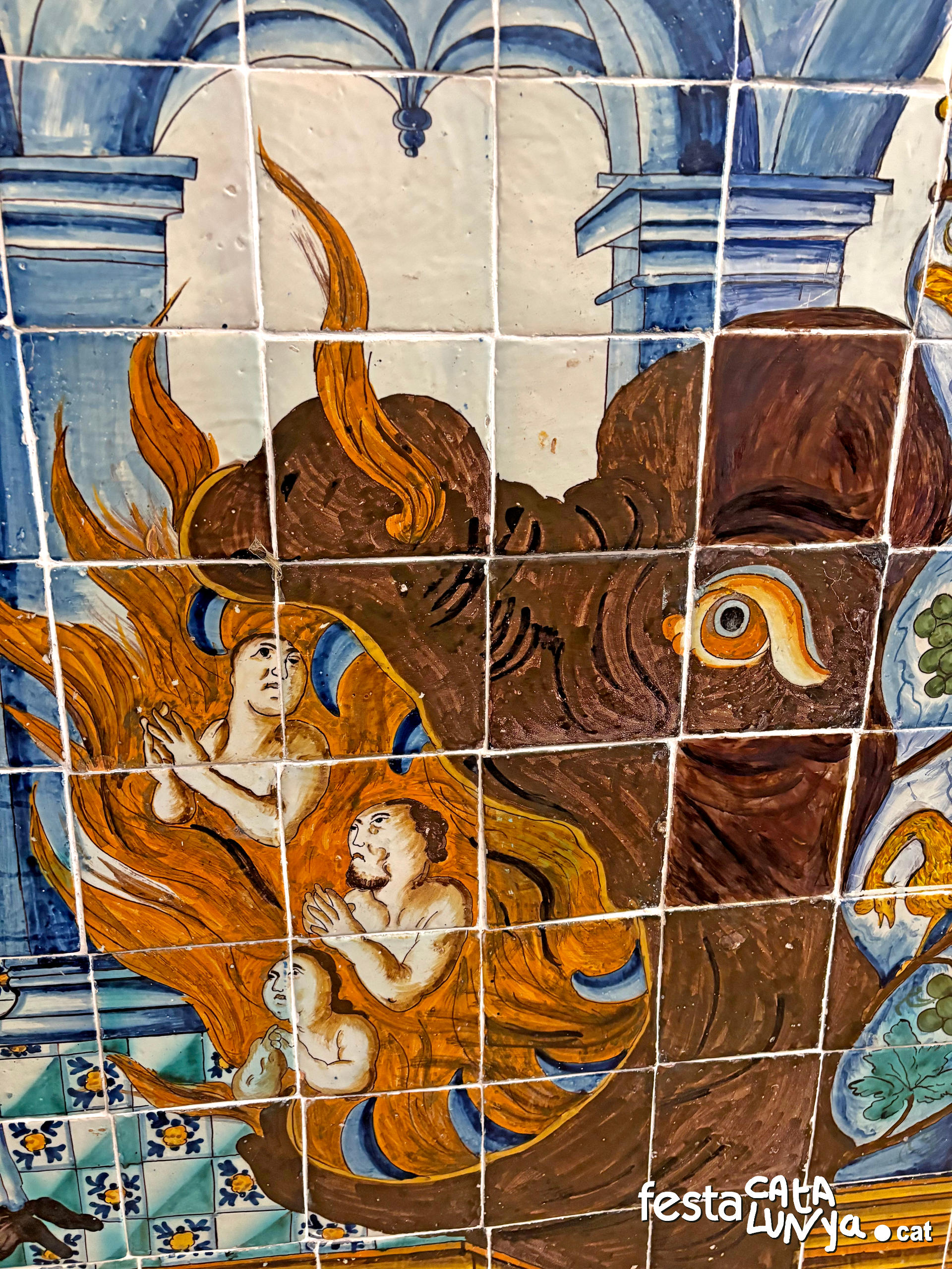 Quart - Murals de rajoles policromes de la capella del Roser de l'església de Sant Sadurní de Palol d'Onyar 