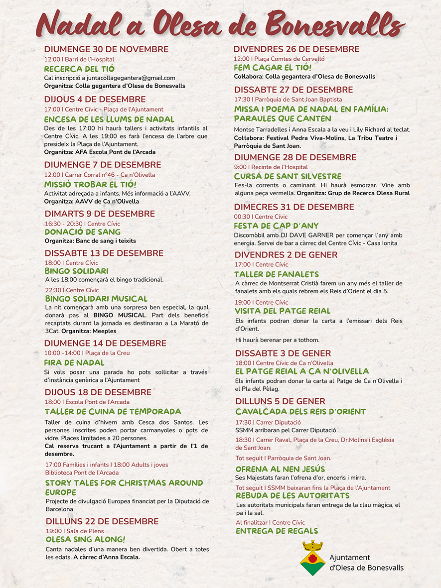 Olesa de Bonesvalls - Activitats de Nadal 