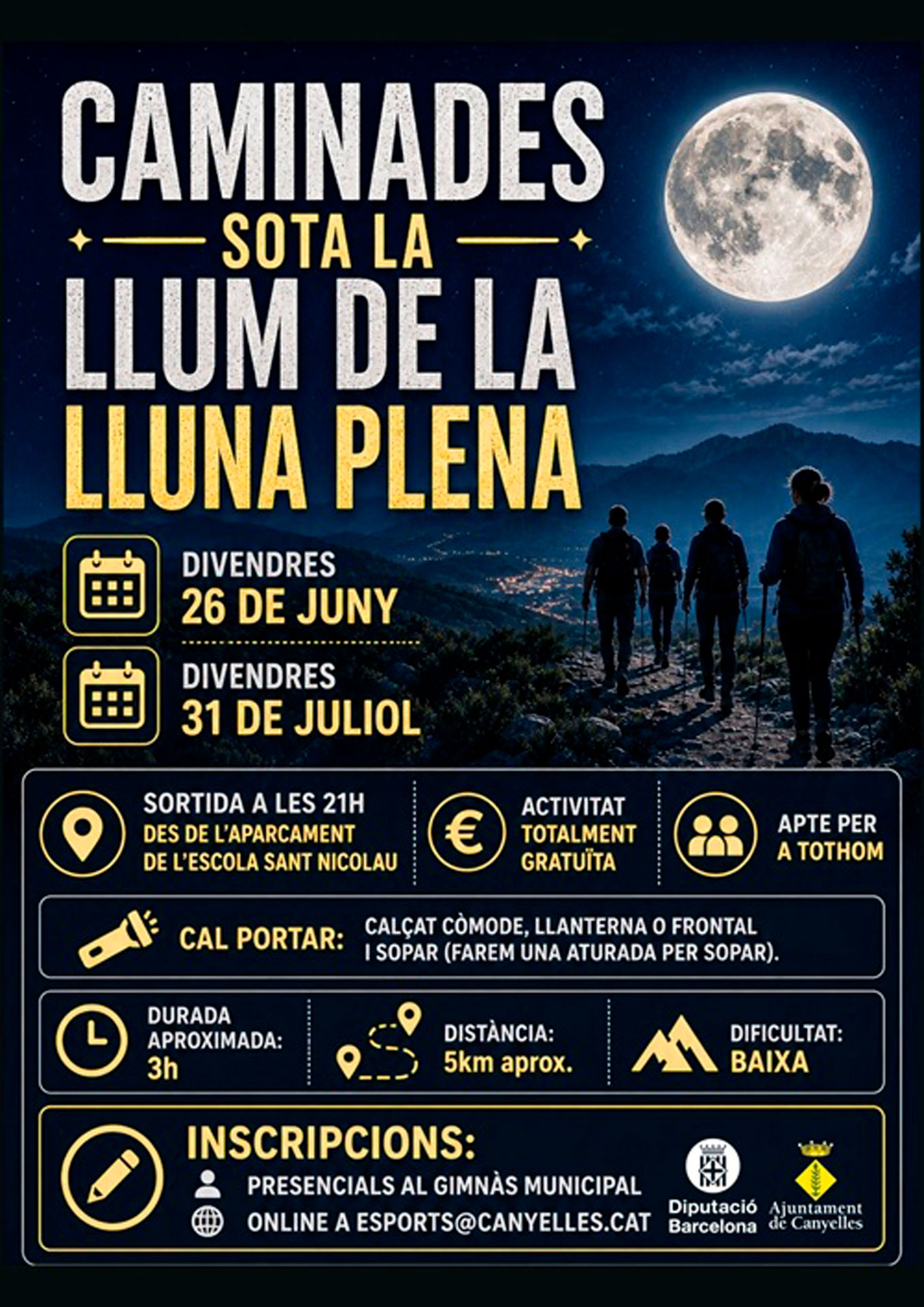 Caminades sota la llum de la lluna plena a Canyelles