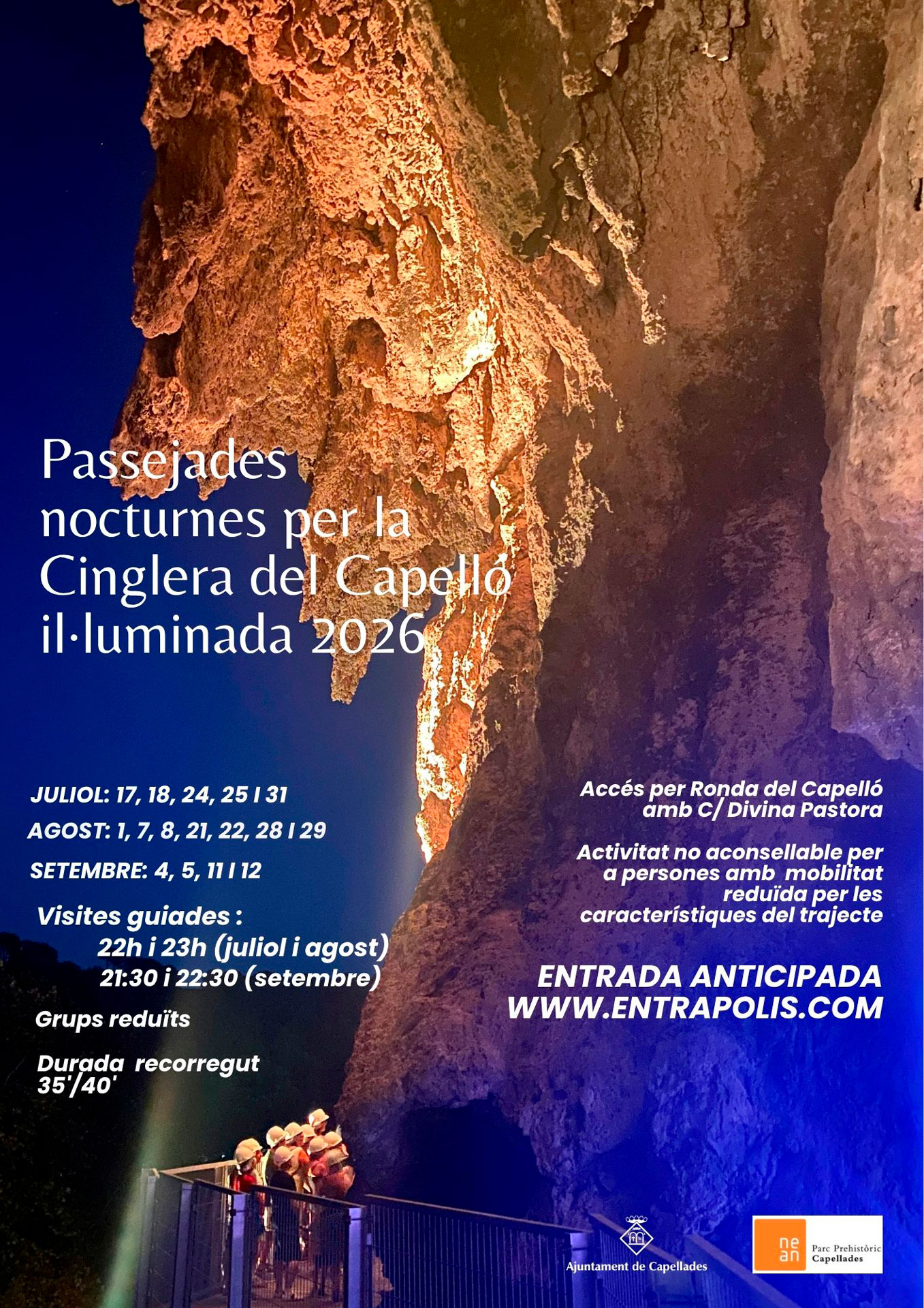 Visites nocturnes per la Cinglera del Capelló il·luminada 2026 - Capellades