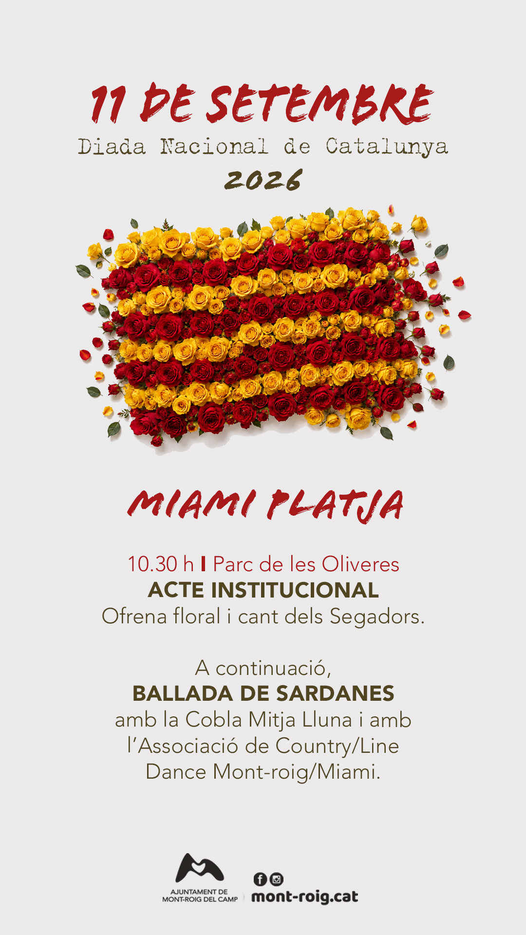 11 de Setembre, Diada Nacional de Catalunya 2026 - Mont-roig i a Miami Platja