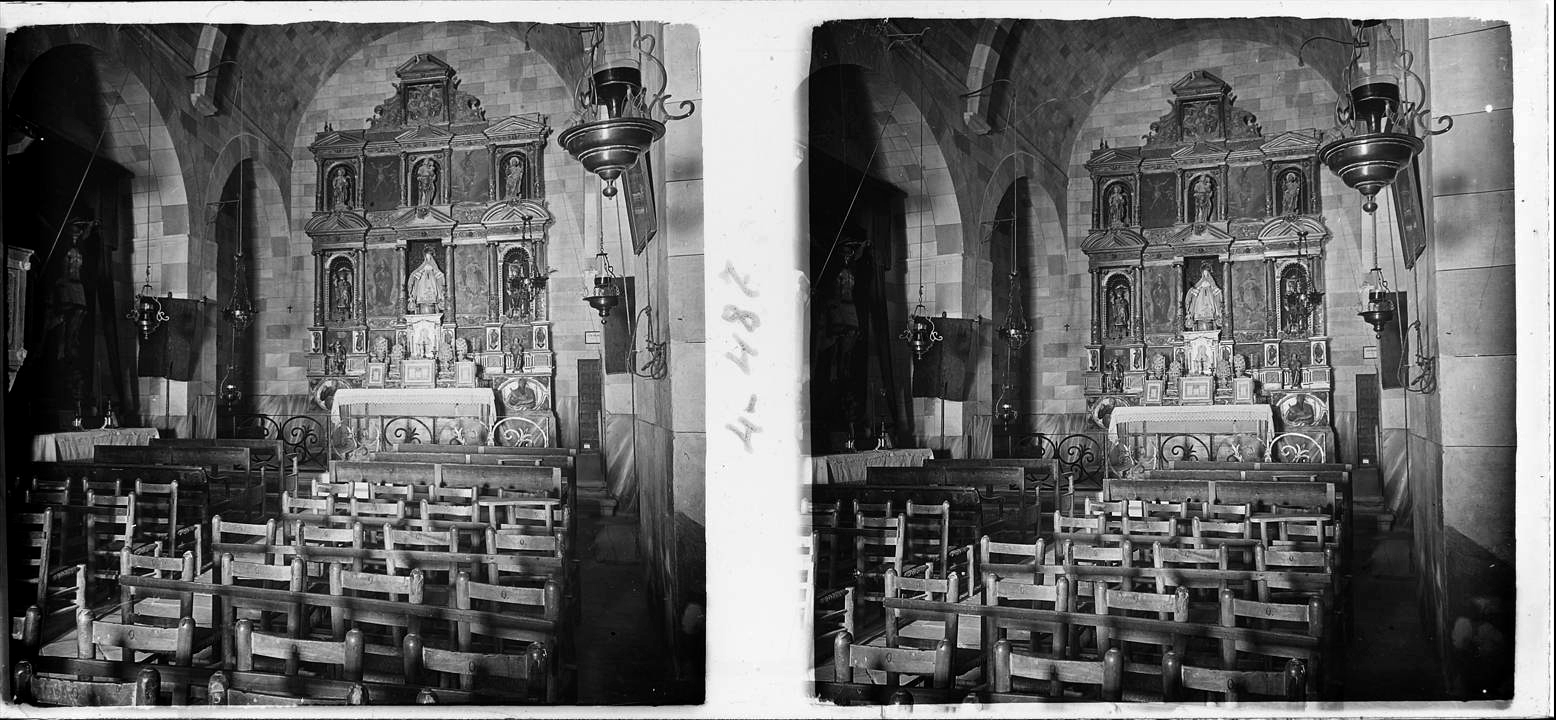 Bellvei - Vista de l' altar major de Santa Maria l'any 1918 (Foto: Fons Josep Salvany Biblioteca Catalunya)