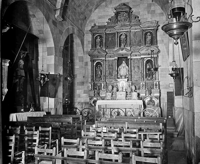 Bellvei - Vista de l' altar major de Santa Maria l'any 1918 (Foto: Fons Josep Salvany Biblioteca Catalunya)