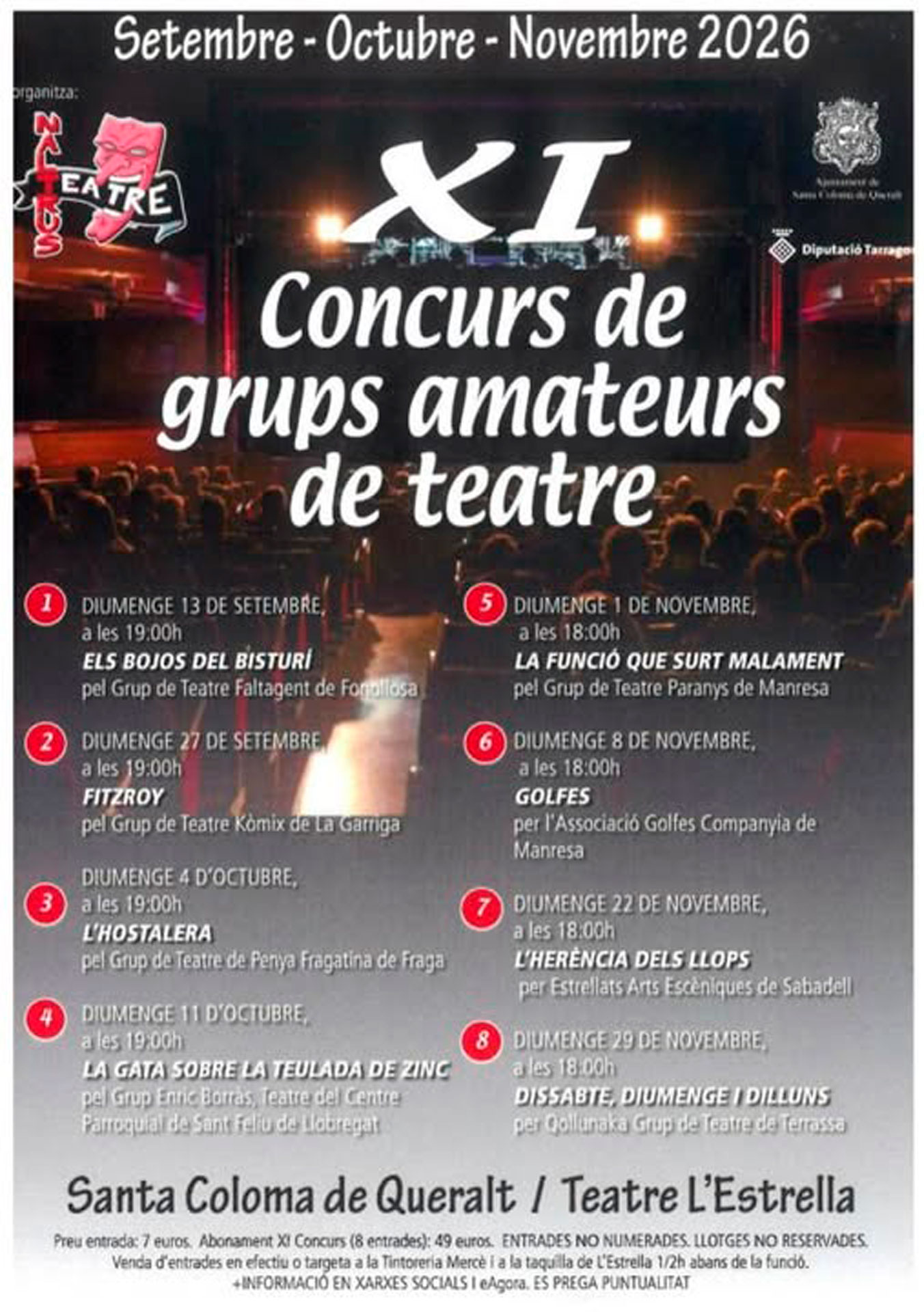 Concurs de grups amateurs de teatre a Santa Coloma de Queralt
