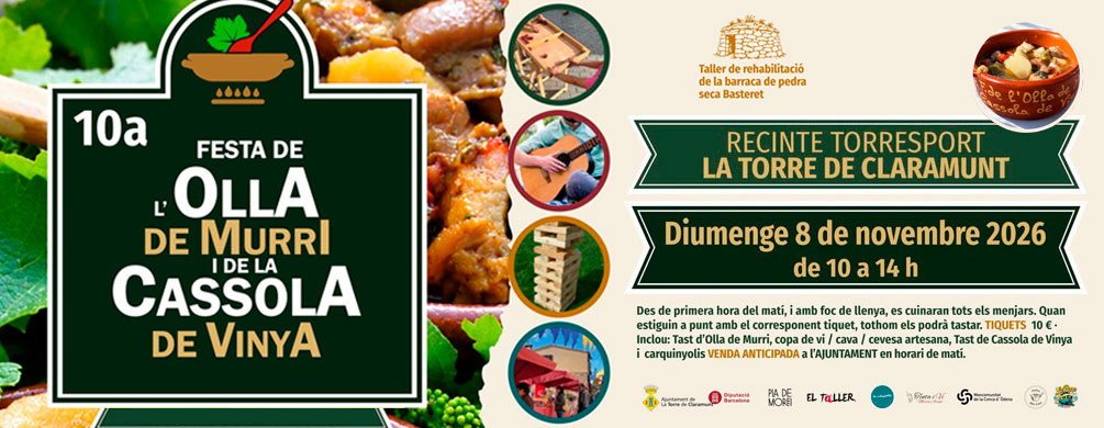 Banner de La Torre de Claramunt - Festa de l'Olla de Murri i de la Cassola de Vinya 2026